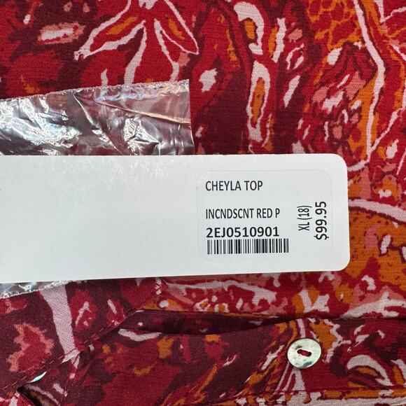 NWT Soft Surroundings Cheyla Paisley Print Button Down Top Red Womens Size XL - Picture 8 of 9